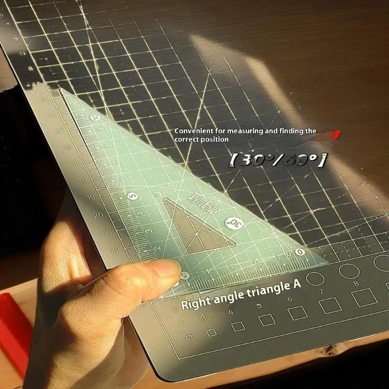 4PCS/Set Square Transparent Measuring Ruler 15CM Jelly Ruler Set Thickened Measuring Stationery Set Student Gift