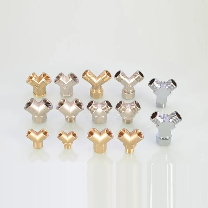 1Pcs Y-Shape Brass Female Thread Tee 2Point 3Point 4Point Pipe Fitting Union Splitter One Inlet Two Outlet Adapter