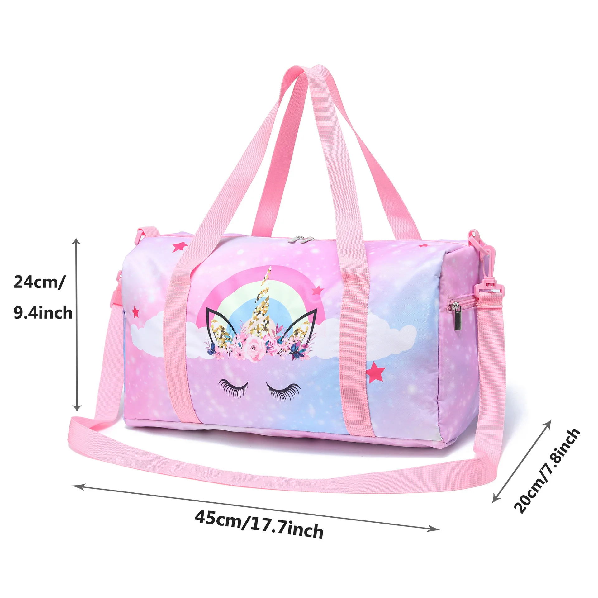 Trendy Popular Funny Novelty Unicorn Mermaid 3D Printed Travel Bags Barrel Shape Crossbody Bag Outdoor Sports Bags Gym Yoga Bag