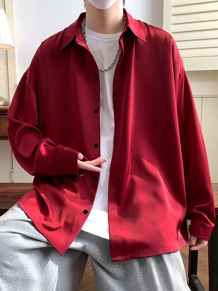 

Красный Long Sve Ice Silk Свободный крой Легкий мужской утюг Летний новый Sle Повседневная солнцезащитная верхняя одежда Неводная модная