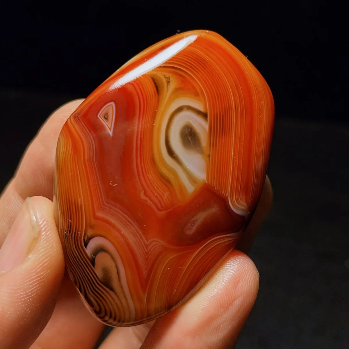 Stone Art Banded Agate Palm Stone, Tumbled Polished, Sunset Tone, Gift Giving, Natural Stone, Crystal Collection, Table Display