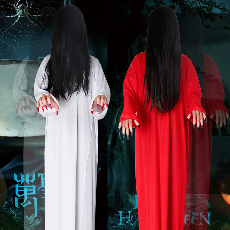 

loween Cosplay Adult Ghost Bride Terror Par eup Props Costume Polyester Fiber 00% Women's Faion
