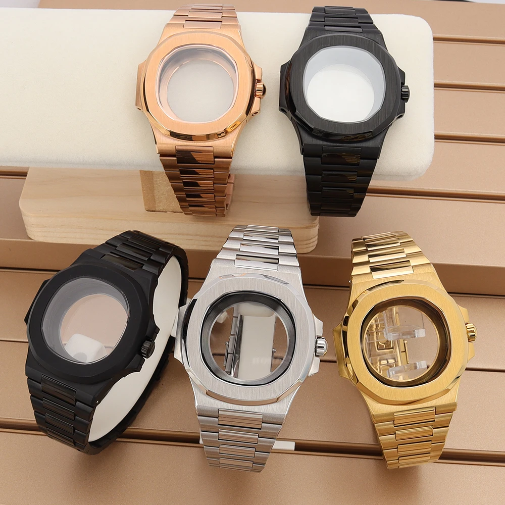 

40mm Watch Case Steel Bracelet Sapphire Glass Waterproof For Mod Nautilus Nh35 Nh36 Nh34 Nh70 Movement 30.8mm Dial high quality