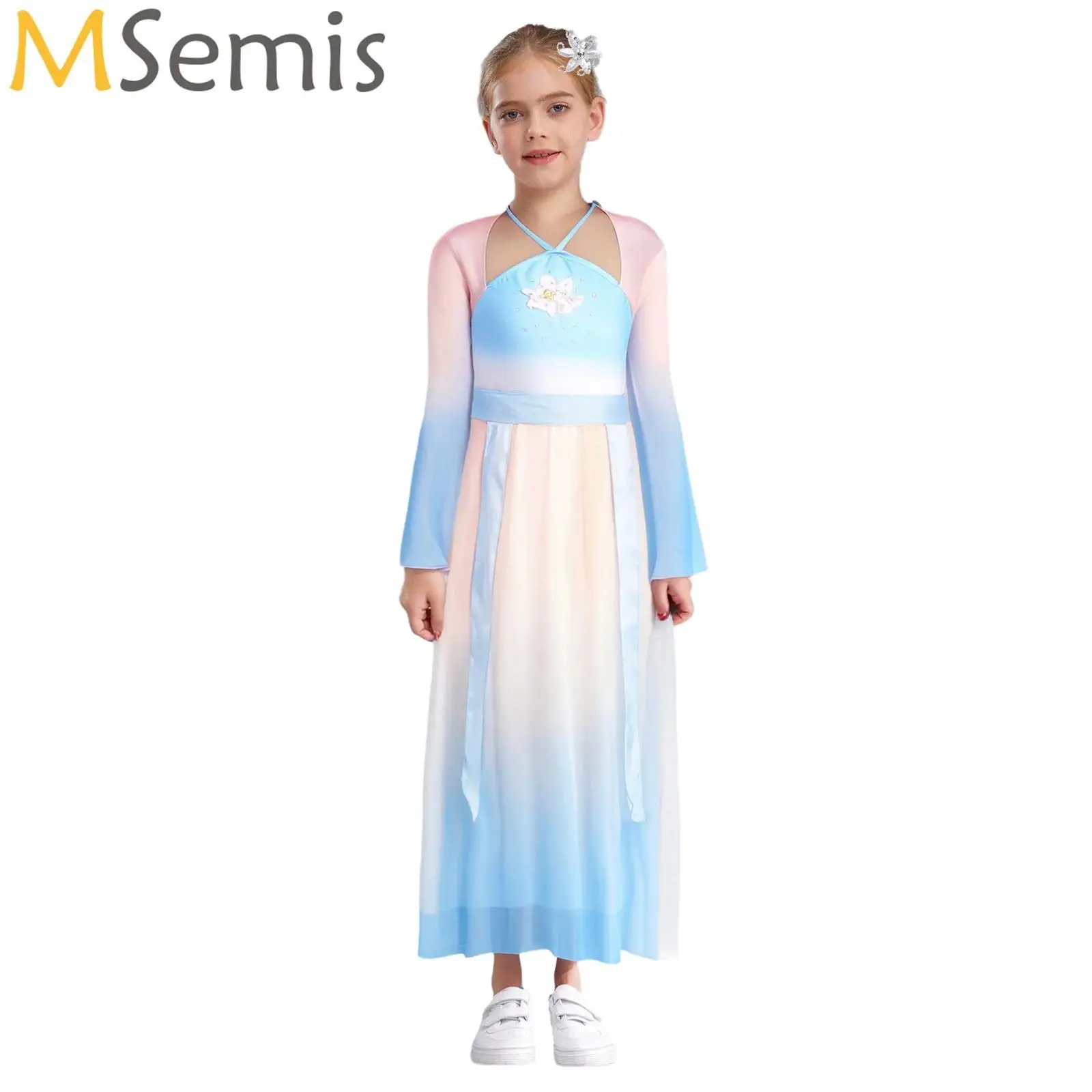 

Chinese Costume Hanfu New Children's Classical Stage Performance Costumes Umbrella Dance Ethnic Girls Yangko Clothing Fan Dance