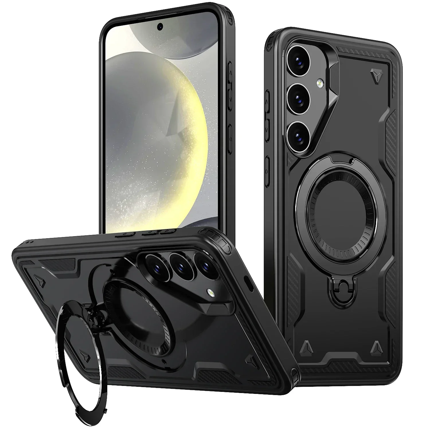 Armor Magnetic Case for Samsung S25 S24 S23 Ultra Plus A55 A35 A15, Magsafe Wireless Charging & 360° Rotate Kickstand Cover