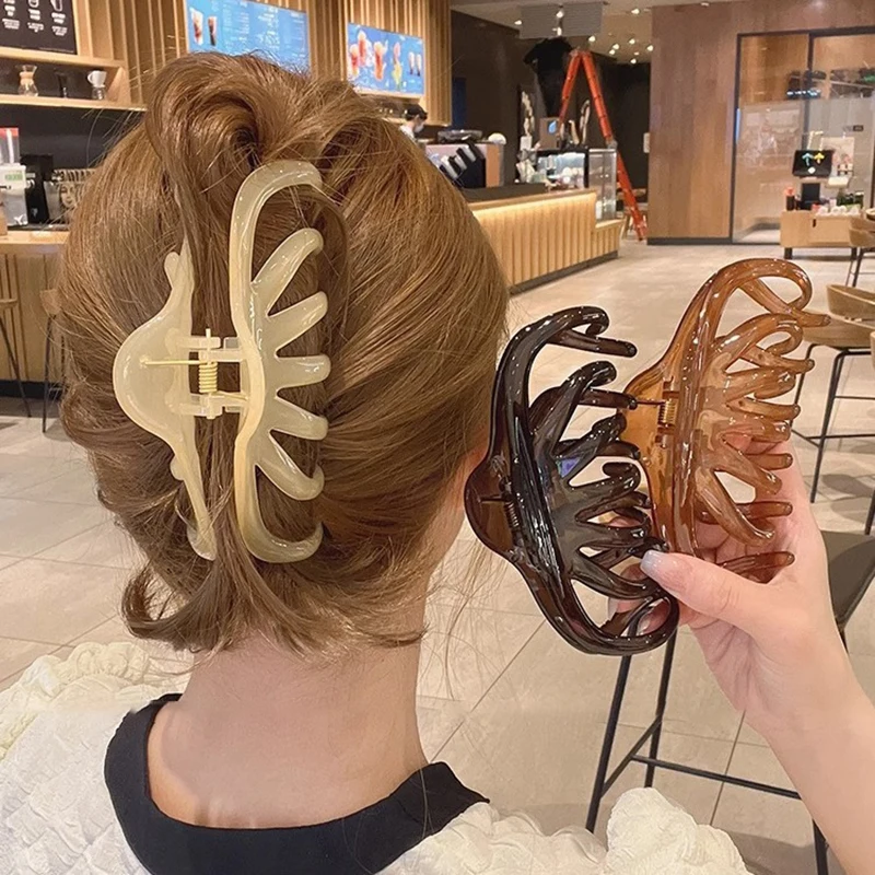 Koreaanse Vrouwen Meisjes Plastic Haarklauwen Haarclips Hoofddeksels Grote Maat Haarspeld Krab Barrette Mode Ornament Haaraccessoires