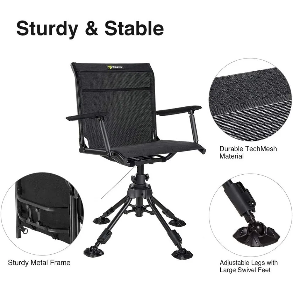 كرسي صيد مع مقعد ساخن، دوار 360 درجة، تحكم في درجة الحرارة 3 مستويات، سلسلة ThermoCore