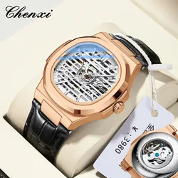 CHENXI Men Wristwatch Automatic Mechanical Waterproof Sport Original Male Clock Top Brand Skeleton Hollow Mens Watch 8822 Reloj