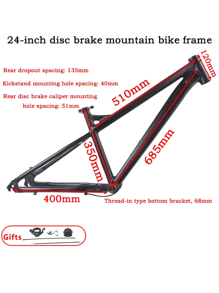 AliExpress NONE 24-inch disc brake mountain frame Aluminum alloy Matte black 27.2mm seatpost Variable speed mountain bike frame