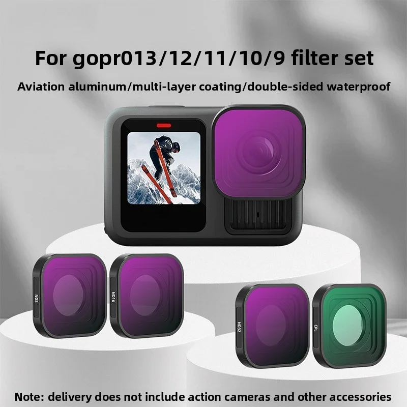 

Suitable for GoPro filters Hero13/12/11 sports camera ND dimming filter set aluminum alloy frame ND8+ND16+ND32+CPL accessories