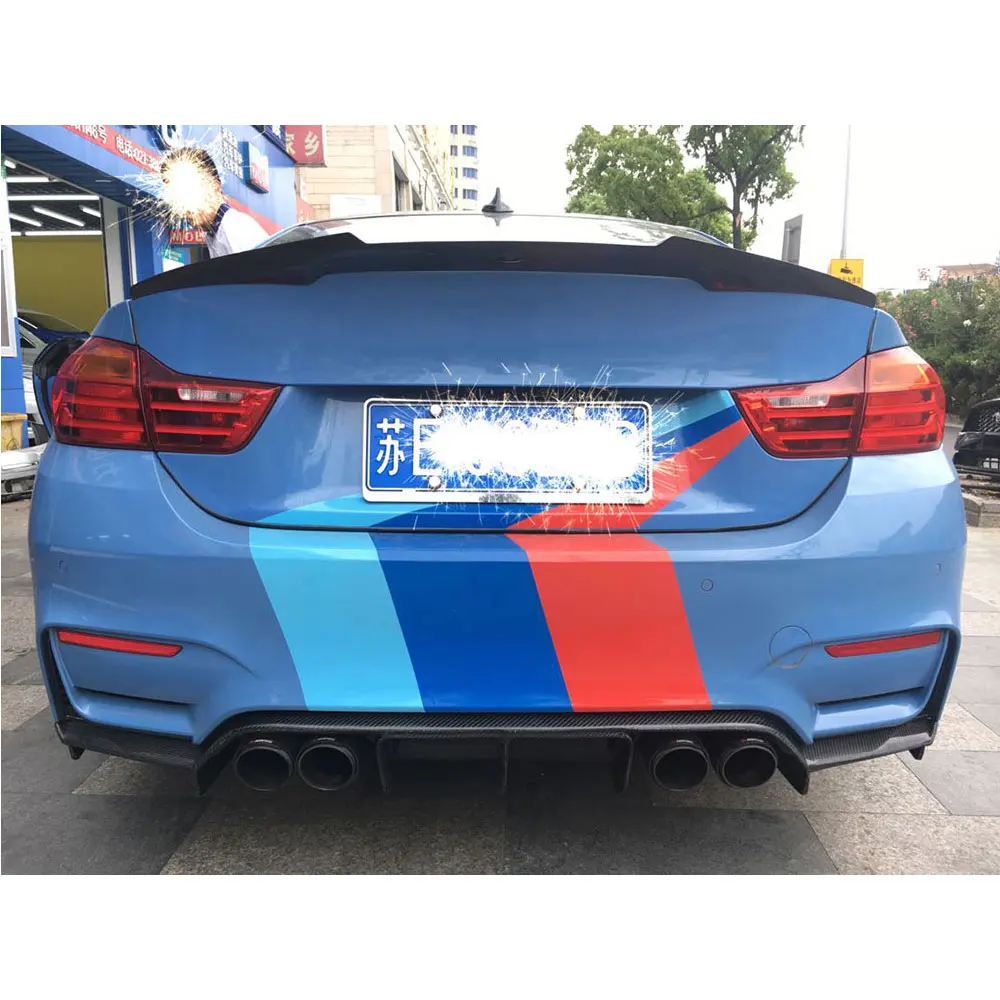 Carbon Fiber Car Rear Bumper Lip Diffuser Spoiler for BMW 3 4 Serises F80 M3 F82 F83 M4 2014-2017 V Style 3PCS
