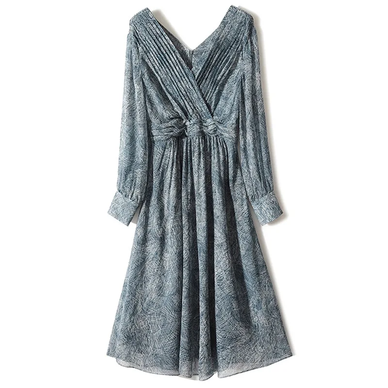 Saia de seda de comprimento médio de seda de camada dupla de alta qualidade vestido plissado feito à mão roupas femininas