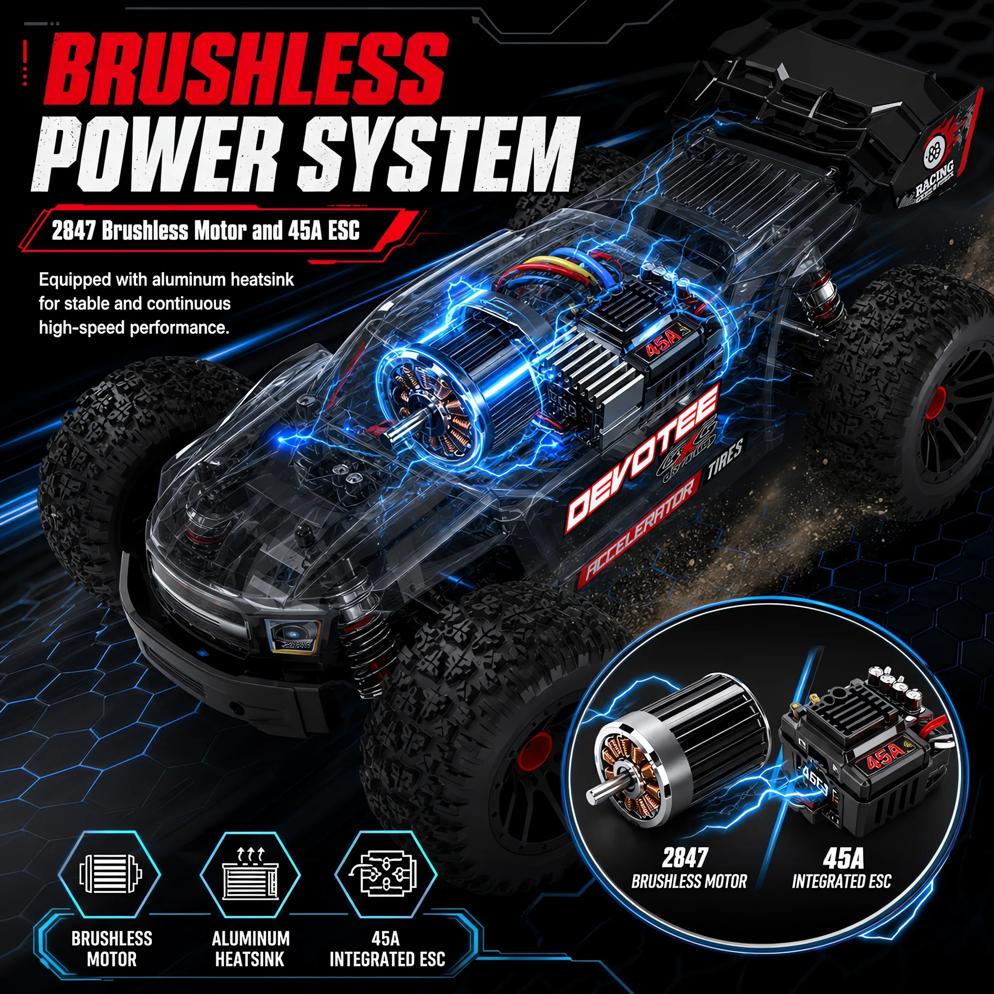 1:14 4WD Brushless RC Car 80KM/H All‑Metal Chassis Waterproof 2.4G Off‑Road Monster Truck Hobby Toy for Adults