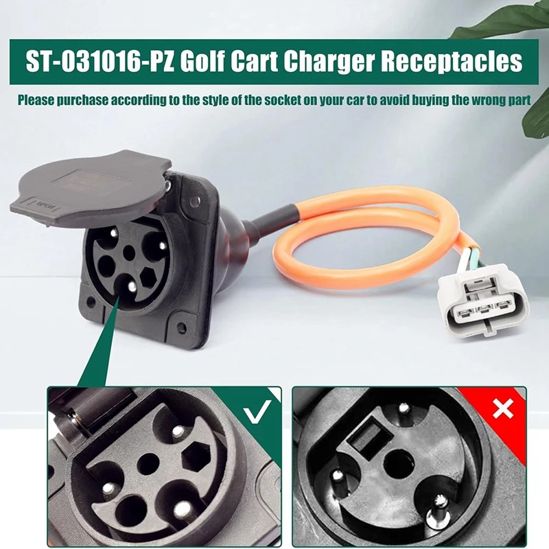 30A 110V-220V Electric Golf Cart Charger Head ST-031016-PZ For Evolution Cart Charger Port 3 Pin Charge Cable US Plug