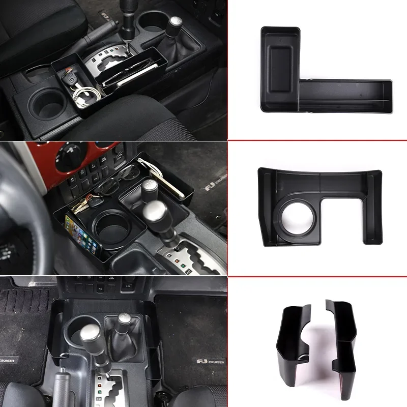 LHD For Toyota FJ Cruiser 2007-2021 Black Car Center Console Gear Side Storage Box Phone Box Car Interior Accessories