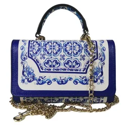 Handtas vierkante tas blauw blauw en wit porselein wilde tas handtas mini tas portemonnee telefoon women handtassen mini tas