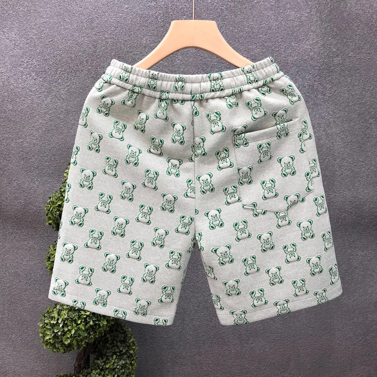 Summer Men Motion Elastic Waist New Pure Cotton Little Bear Printing Large Size Multicolor Loose Comfortable Korean Shorts