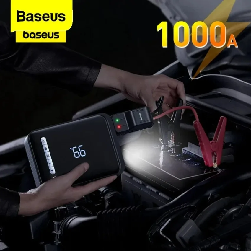 

Baseus Car Jump Starter Portable Air Compressor 8000mAh 12V Car Start Inflator Pump 3-in-1 Portable Emergency Starter