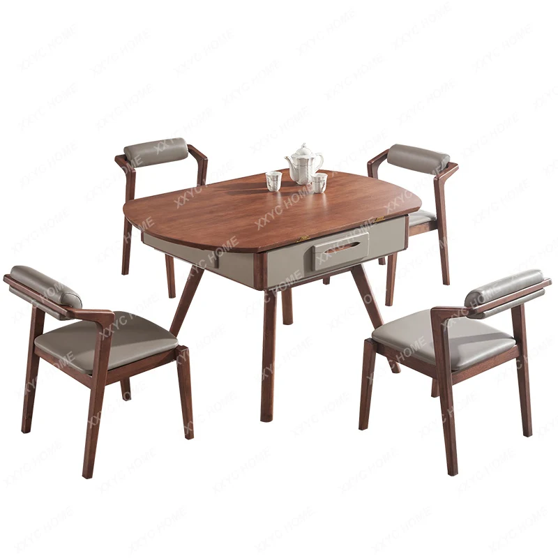 

round Solid Wood Dual-Use Automatic Household Dual-Use Integrated Mahjong Machine Mute Simple Dining Table