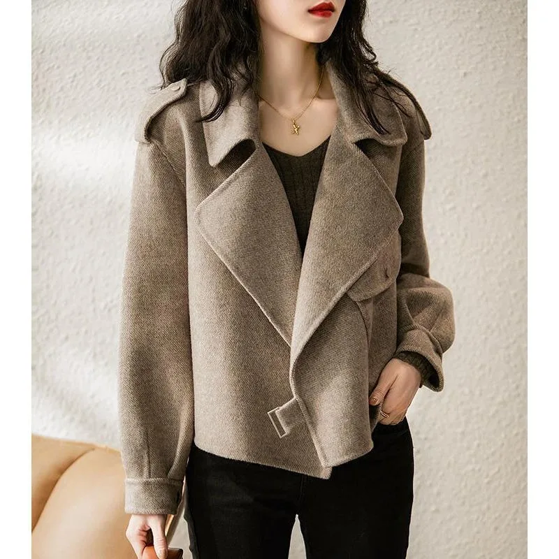 

Lemongor Women's Loose Lapel Jacket Coat 2025 New Long Sleeves Casual Fashion Autumn Winter Warm Outerwears