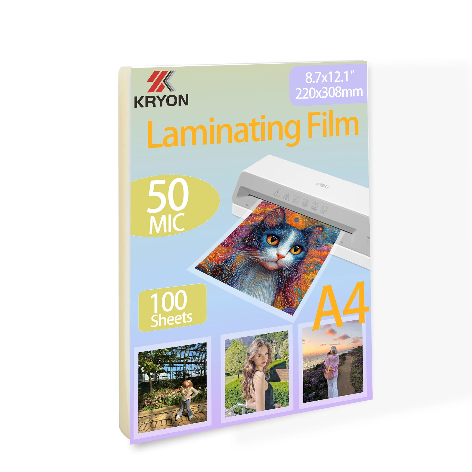 A4 100 Pack Laminating Sheets 8.7x12.1 Inches Thermal Laminating Pouches 50 Mic Thickness Laminating Film