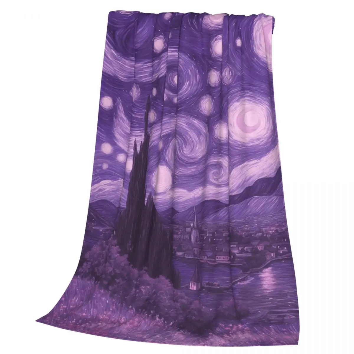 Van Gogh's Starry Night Print Blankets Soft Warm Flannel Throw Blanket Bedding for Bed Living room Picnic Travel Home Sofa