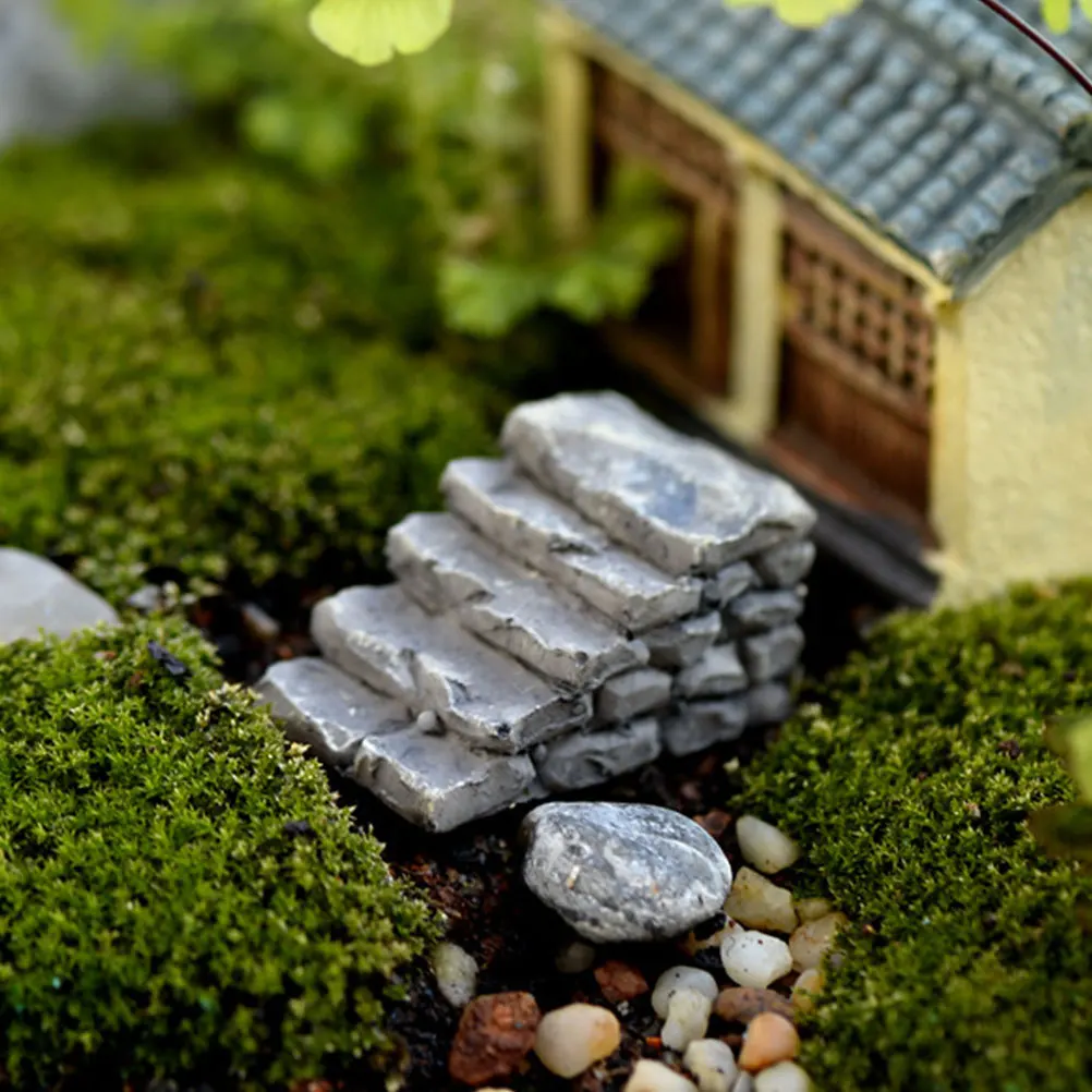 

2pcs Stone Steps Micro Landscape Ornaments Resin Stair Models For Mini Garden Bonsai Diy Decor Patio Step Simulation