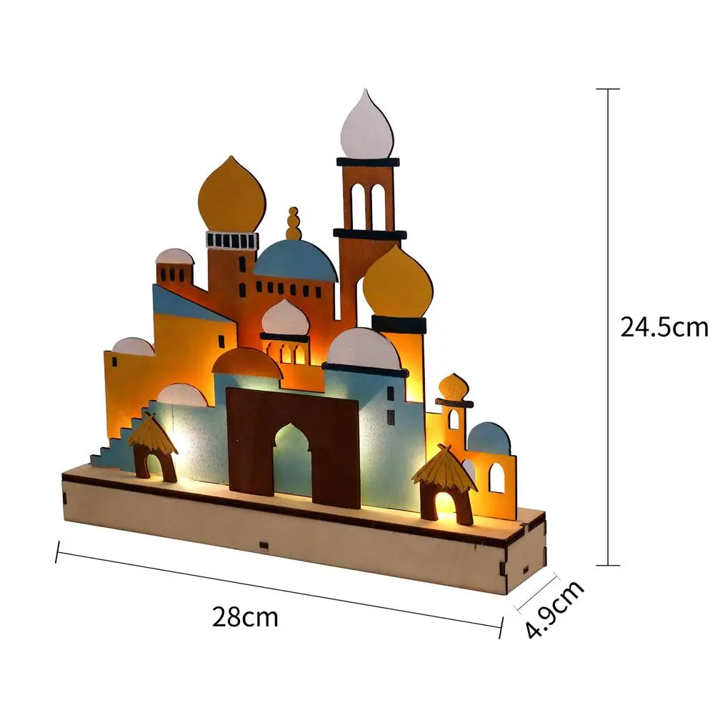 Led drewniany Ornament do sypialni lampa stołowa dekoracja do domu na Ramadan Eid Mubarak muzułmański Islam Eid dekoracja z drewna na imprezę