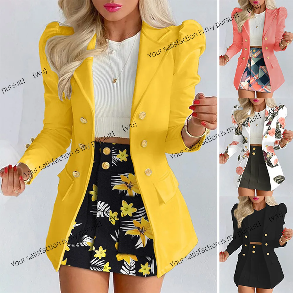 

Женский новый модный костюм, темпераментный клетчатый повседневный костюм с юбкой и цветочным принтом, комплект из двух предметов