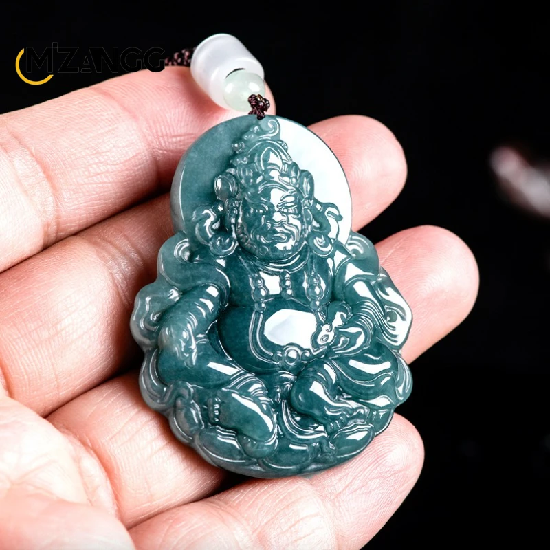 

Подвеска из натурального жадеита, синей воды и желтого бога богатства. Изысканное и модное нефритовое ожерелье ледяного типа, мужской и женский подарок.