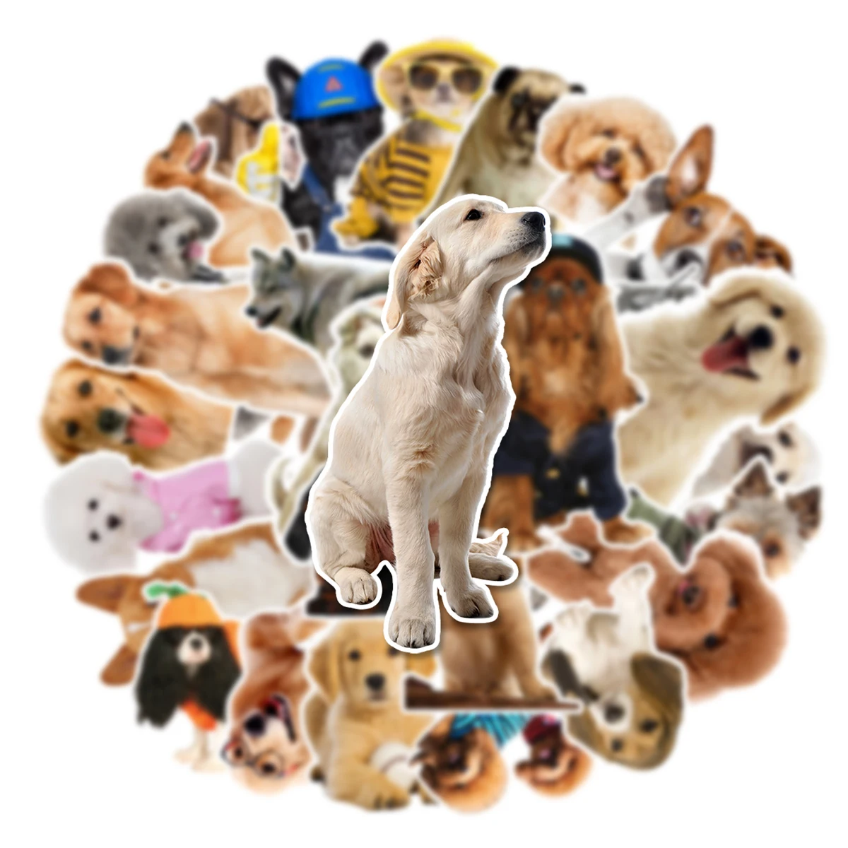 50pcs Cool Dog Animal Ledger Stickers Personalized Creative Graffiti Style Cartoon Stickers