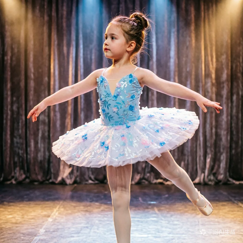 

High Quality Girls' Professional Ballet Tutu Dress Blue Floral Sequin Tulle Performance Costume for Competition & Stage