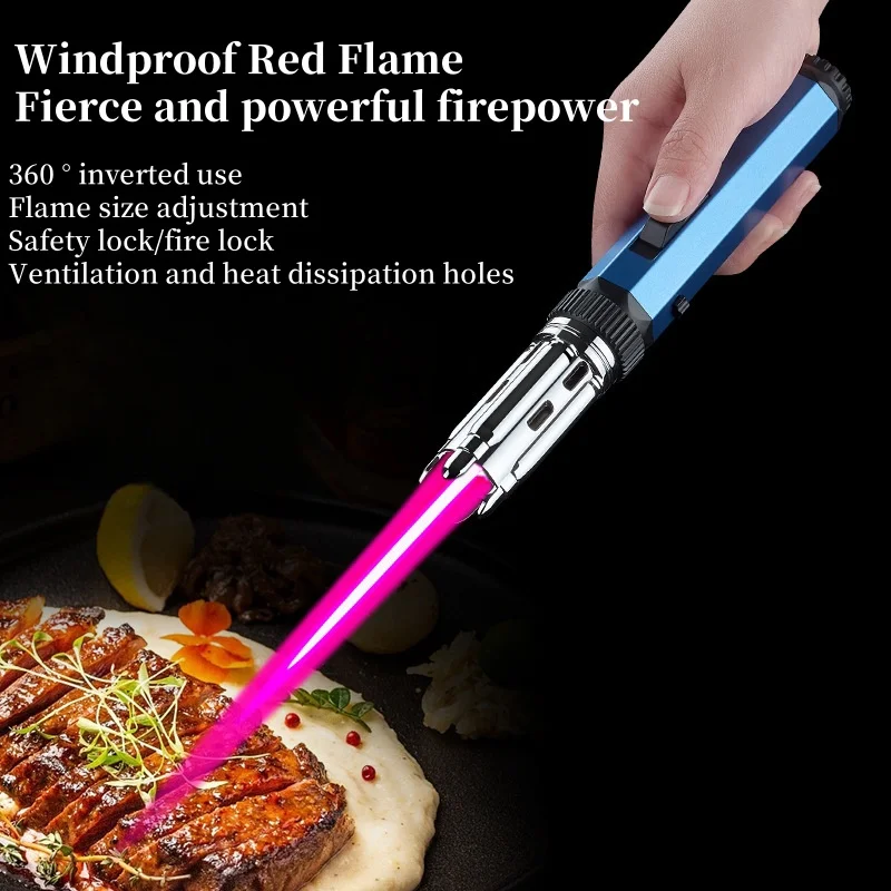 Metal Sharp Gun Head Windproof Torch Welding Gun 360 ° Ignition 1300 ℃ High Temperature Gas lighter Window Breaking Escape Tool