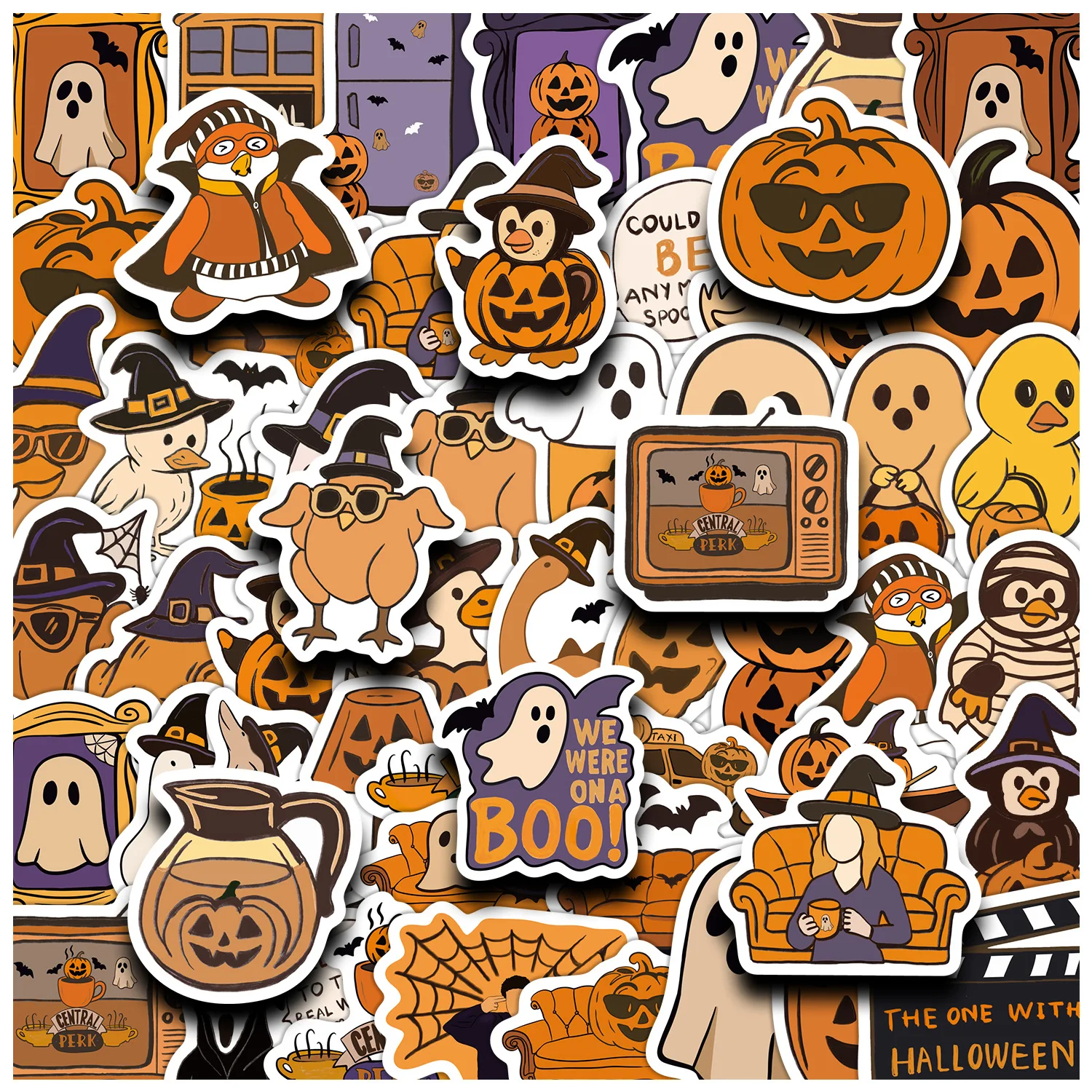 

50PCS Cartoon Halloween Graffiti Stickers Waterproof Creative Decoration Mobile Phone Case Notebook Water Cup Toy Gift Stickers