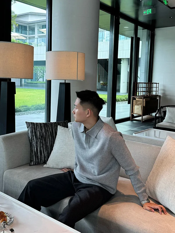 

Мужской вязаный свитер Cleanfit Pure Color с воротником-стойкой, легкий, роскошный, модный, универсальный, повседневный, с длинными рукавами