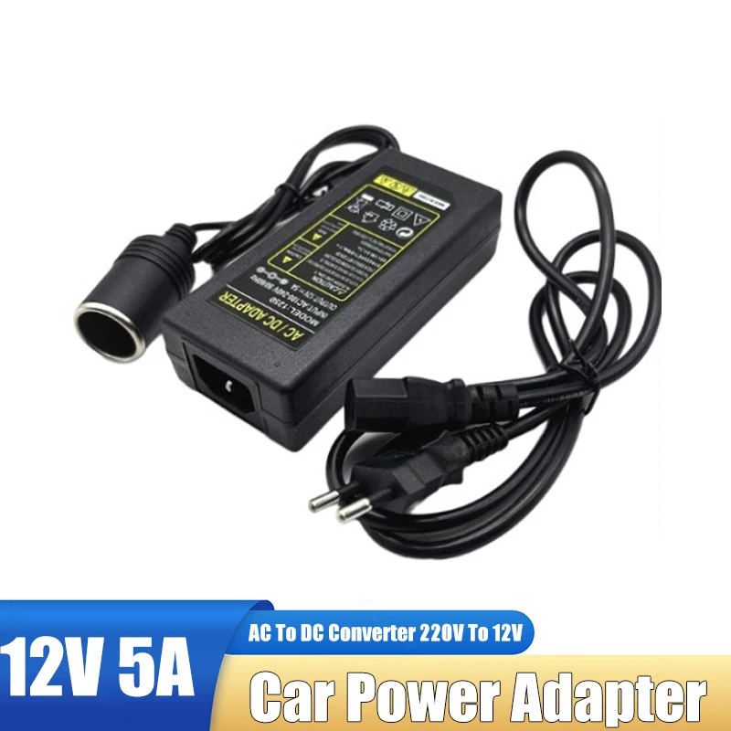 60W 12V 5A Car Power Adapter Cigarette Lighter Converter 220V to 12V AC to DC for Fan Air Pump Vacuum Cleaner