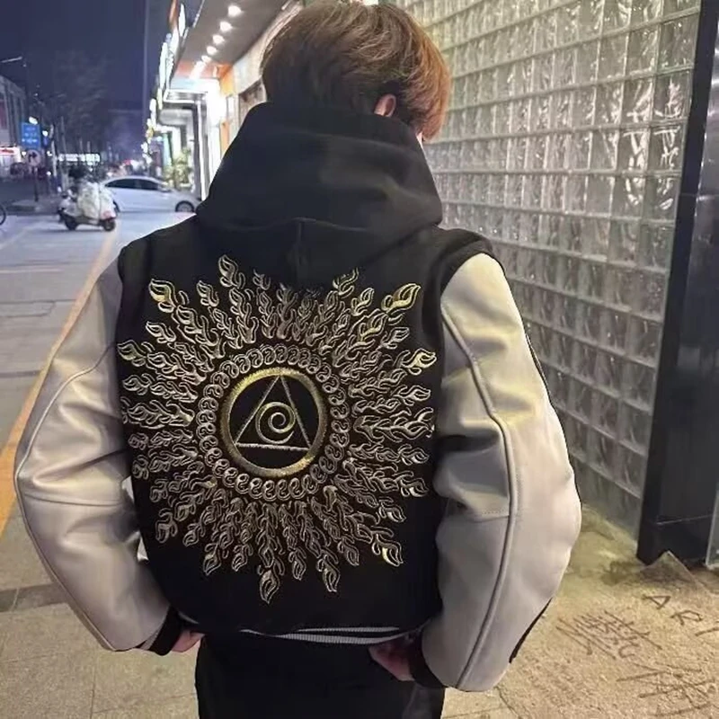 2025 autumn winter baseball Jacket men's ins high street trendy brand Harajuku style Korean version trendy loose jacket
