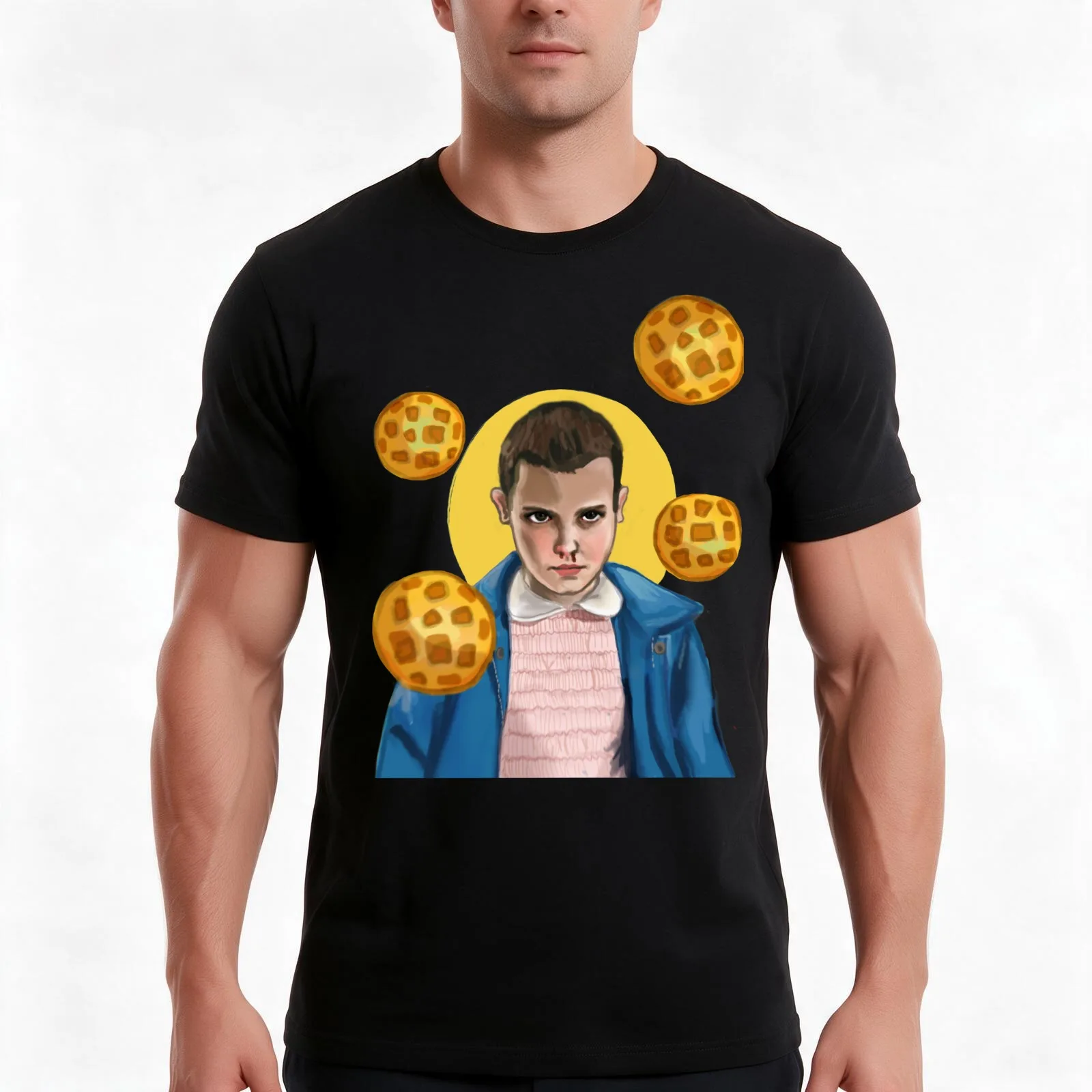 Eleven surrounded by Eggos T-Shirt Summer Casual Cotton Tee Oversized Streetwear Tops Vintage Graphic Print Unisex Men Women
