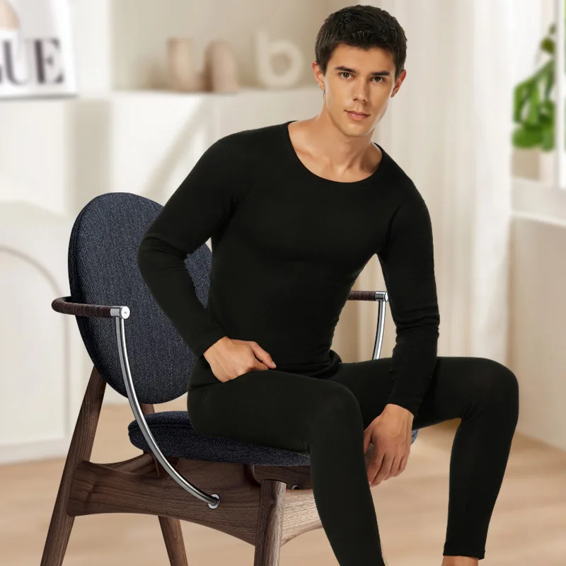 أطقم ملابس داخلية حرارية للرجال والنساء مقاومة للبرد وسميكة من الداخل لارتداء الارتداء بخصر مطاطي مريح وأكمام طويلة جونز #3