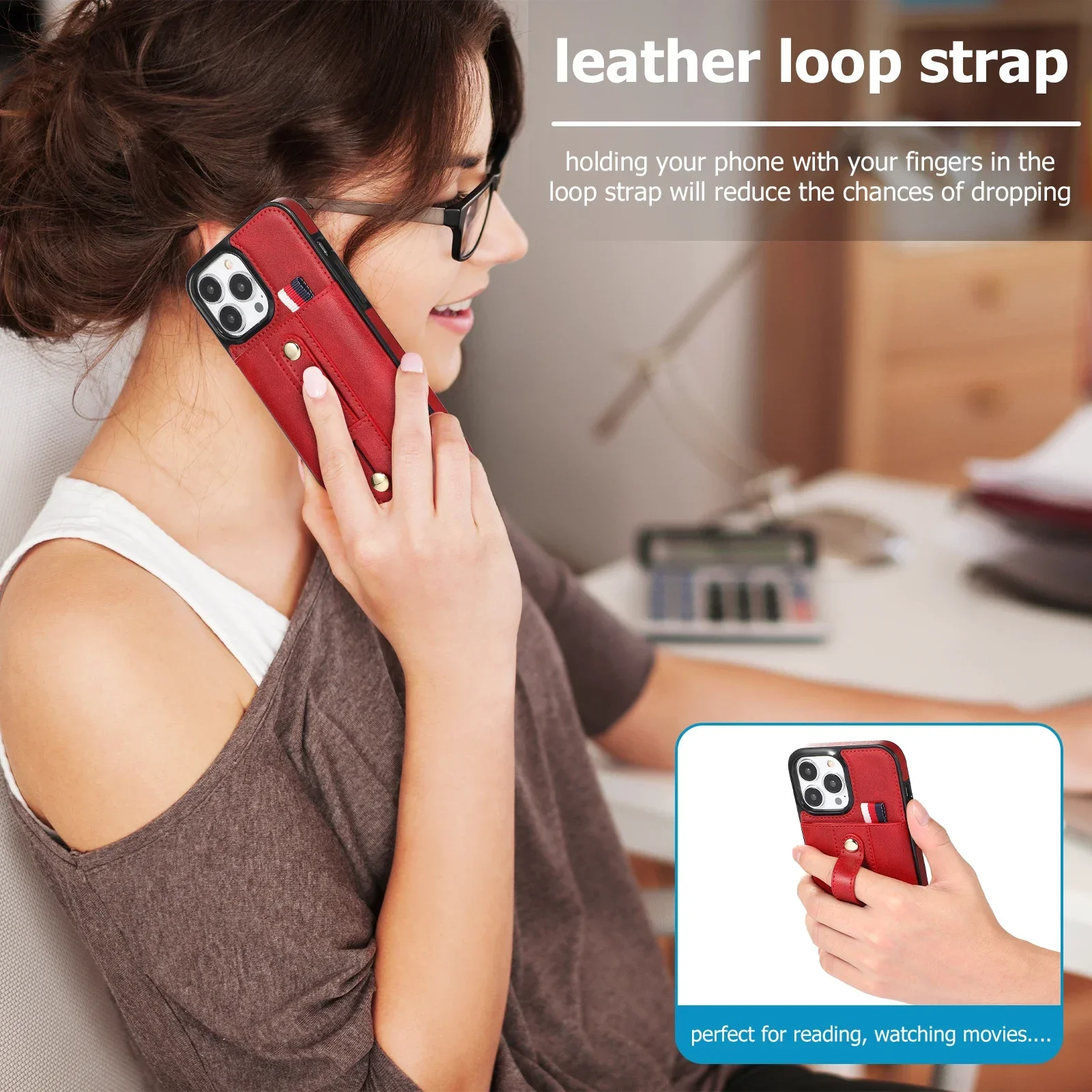 Vertical Cards Solt Wallet Ring Holder Leather Case For iPhone 15 Pro Max 14 Plus 13 12 Mini 11 XR X XS 7 8 SE 2022 Bag Pocket