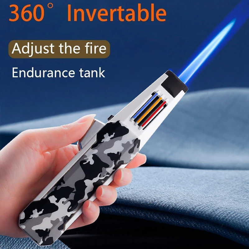 JOBON Butane Torch Lighter Windproof Blue Adjustable Flame Lighters with Safety Lock for Kitchen Cooking BBQ Smoking Iginitor