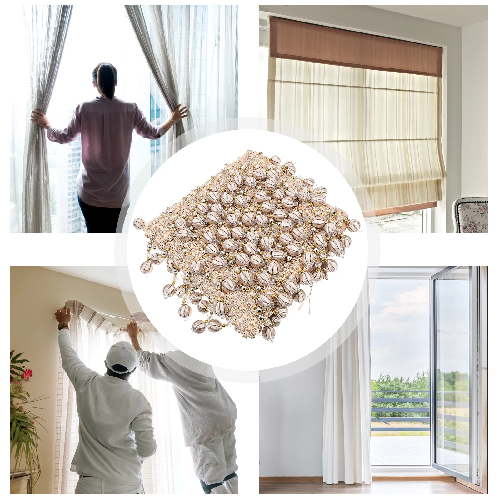 

Beaded Fringe Trim Polyester Silk Plastic Material Curtain Sofa Tablecloth Accessory Multipurpose DIY Project Christmas Wedding