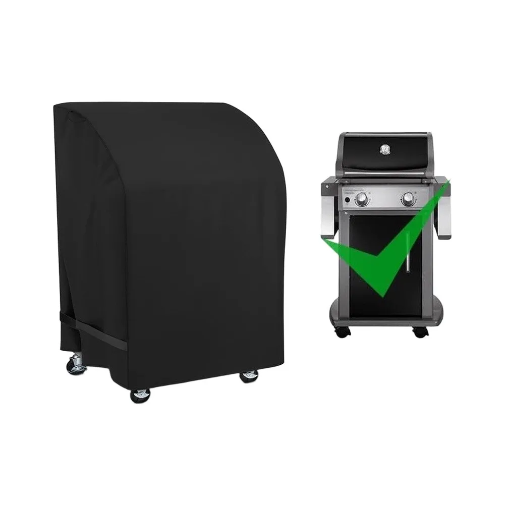 Waterproof Gas Grill Cover For 2 Burner BBQ With Folding Side Shelves, 210D Oxford Rainproof Outdoor Barbecue Protector