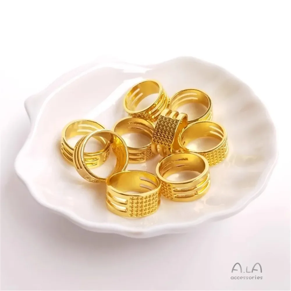 Anillo de cobre con herramientas auxiliares de apertura y cierre, accesorios de joyería DIY hechos a mano, dedales con cuentas y anillos para dedo