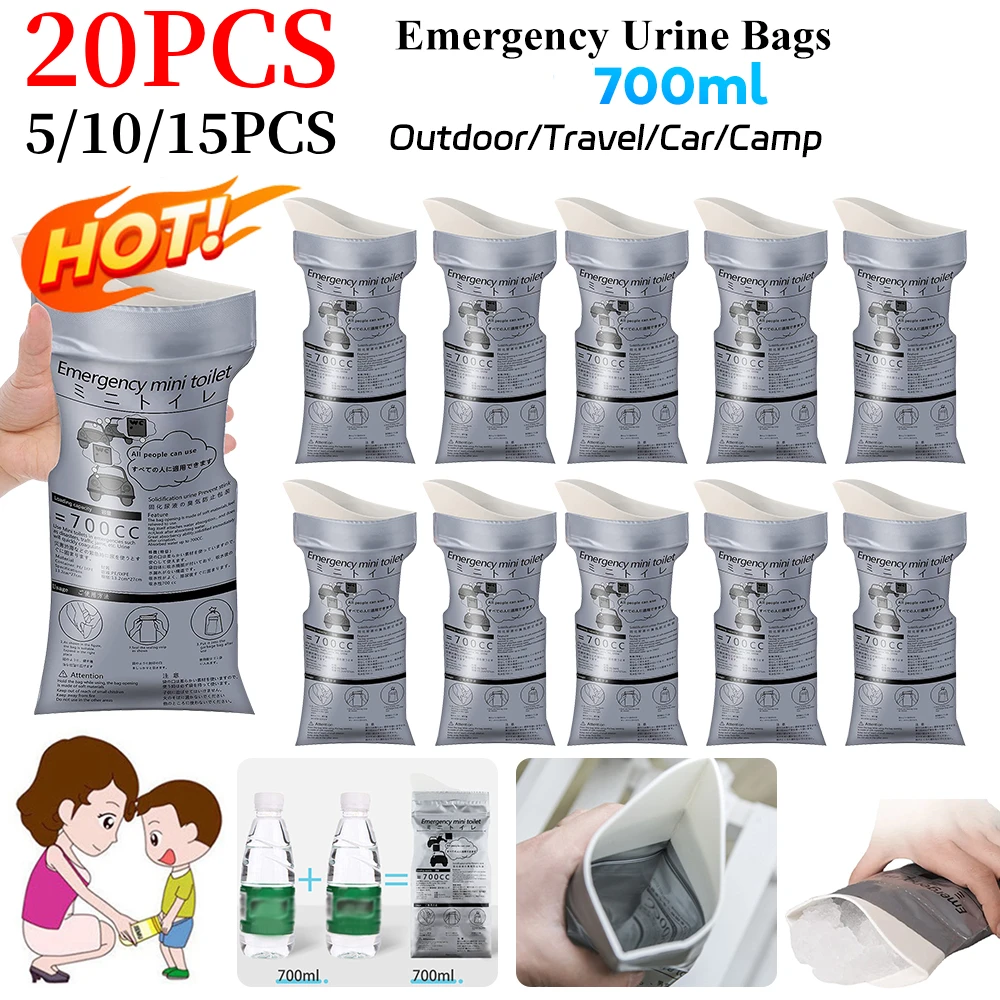 1-20PCS Disposable Urine Bags for Outdoor Emergency Portable Urinate Bag Traffic Jam Camping Hiking Car Travel Vomit Bags 700ML