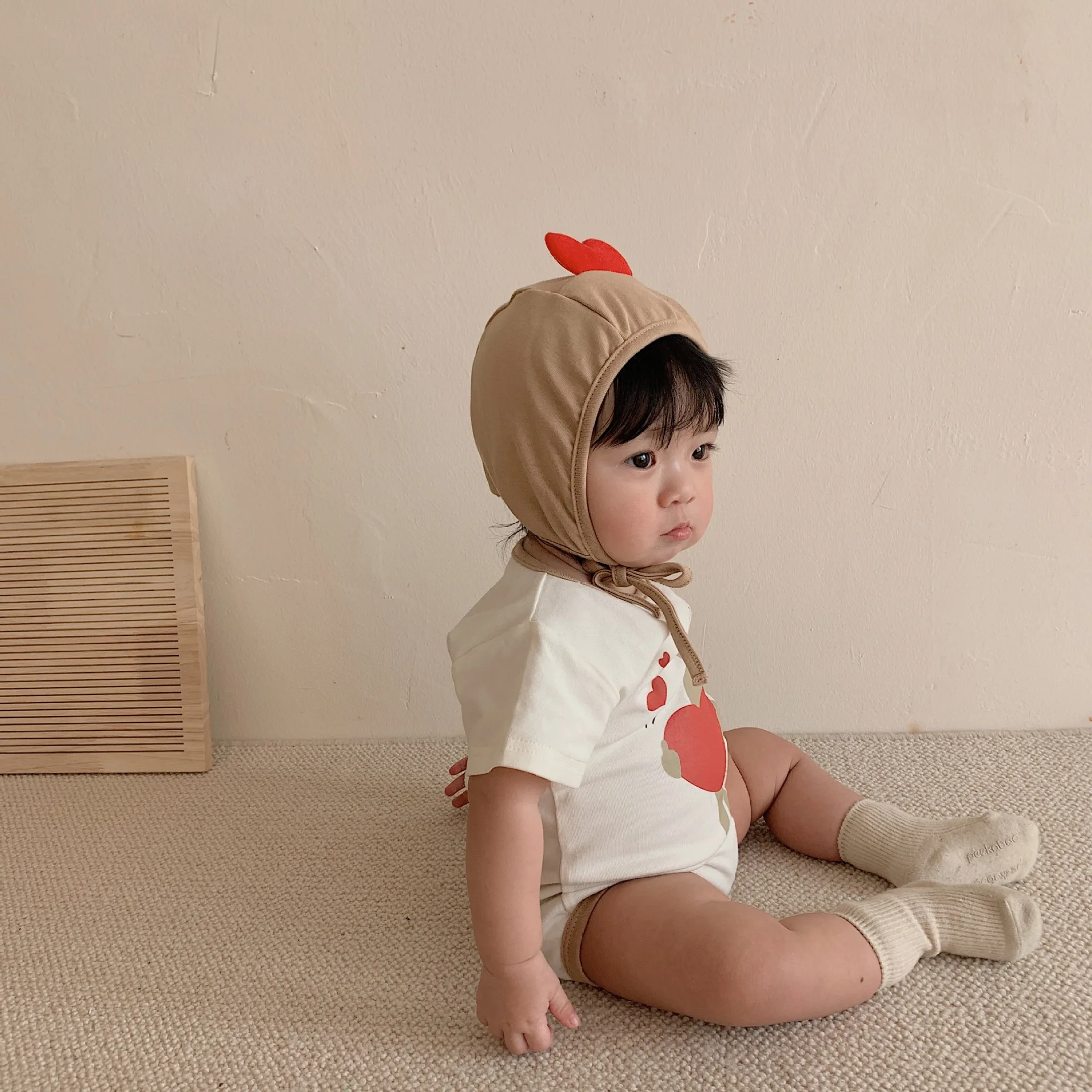 Cute Cartoon Heart Bear Print Romper 2026 Summer Infant Baby Boy Girl Clothes Short Sleeve Bodysuit Set 0-24M 100% cotton