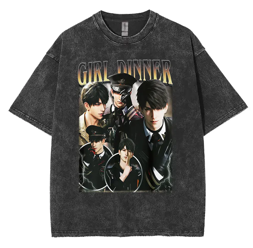 

Забавная футболка с рисунком Caleb для девочек, новинка, хлопковые футболки с надписью Love and Deepspace, модная винтажная стираная футболка высокого качества