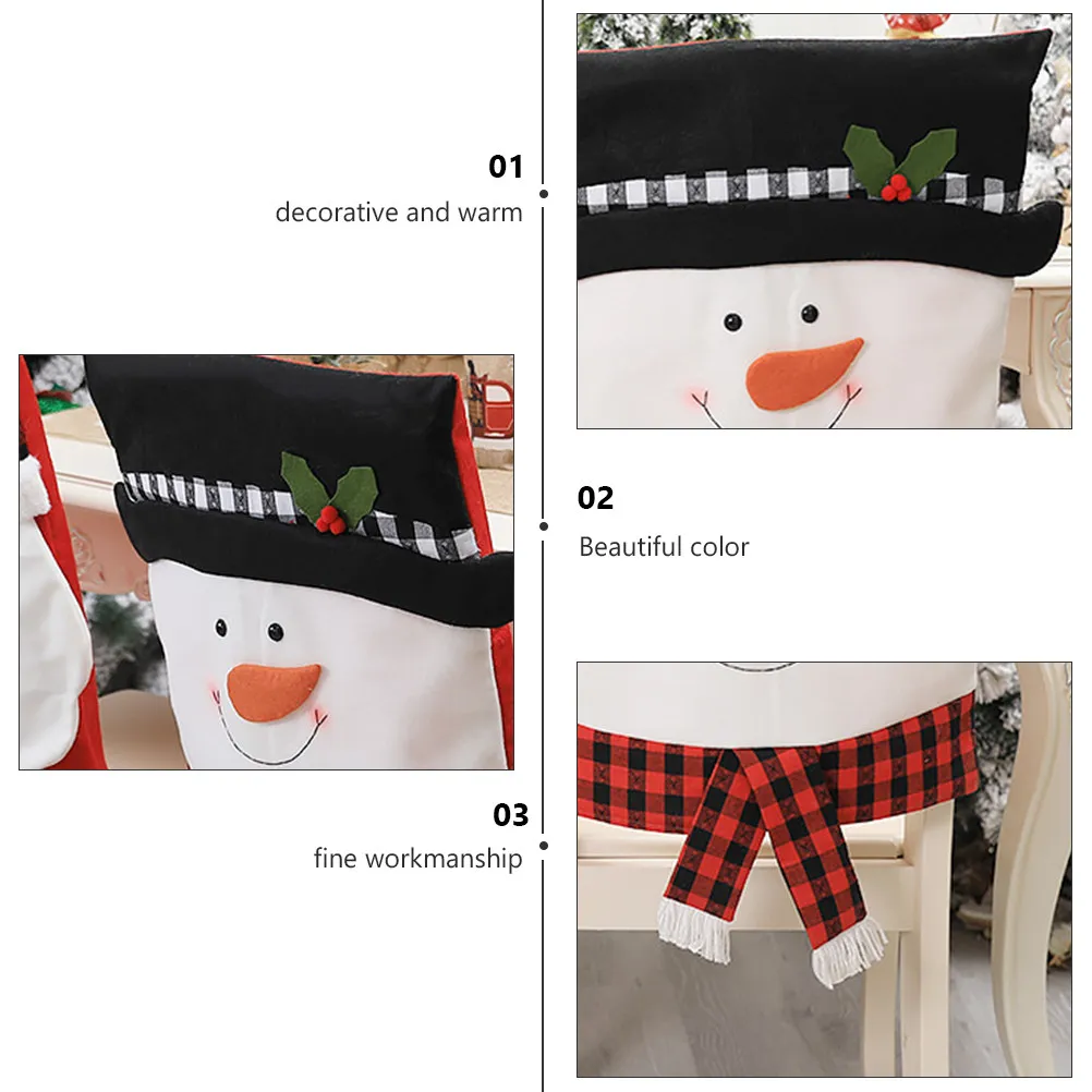1Pcs Premium Flannelette Christmas Chair Cover Plaid Pattern Festive Decorative Seat Cover for Home Dining Room Holiday