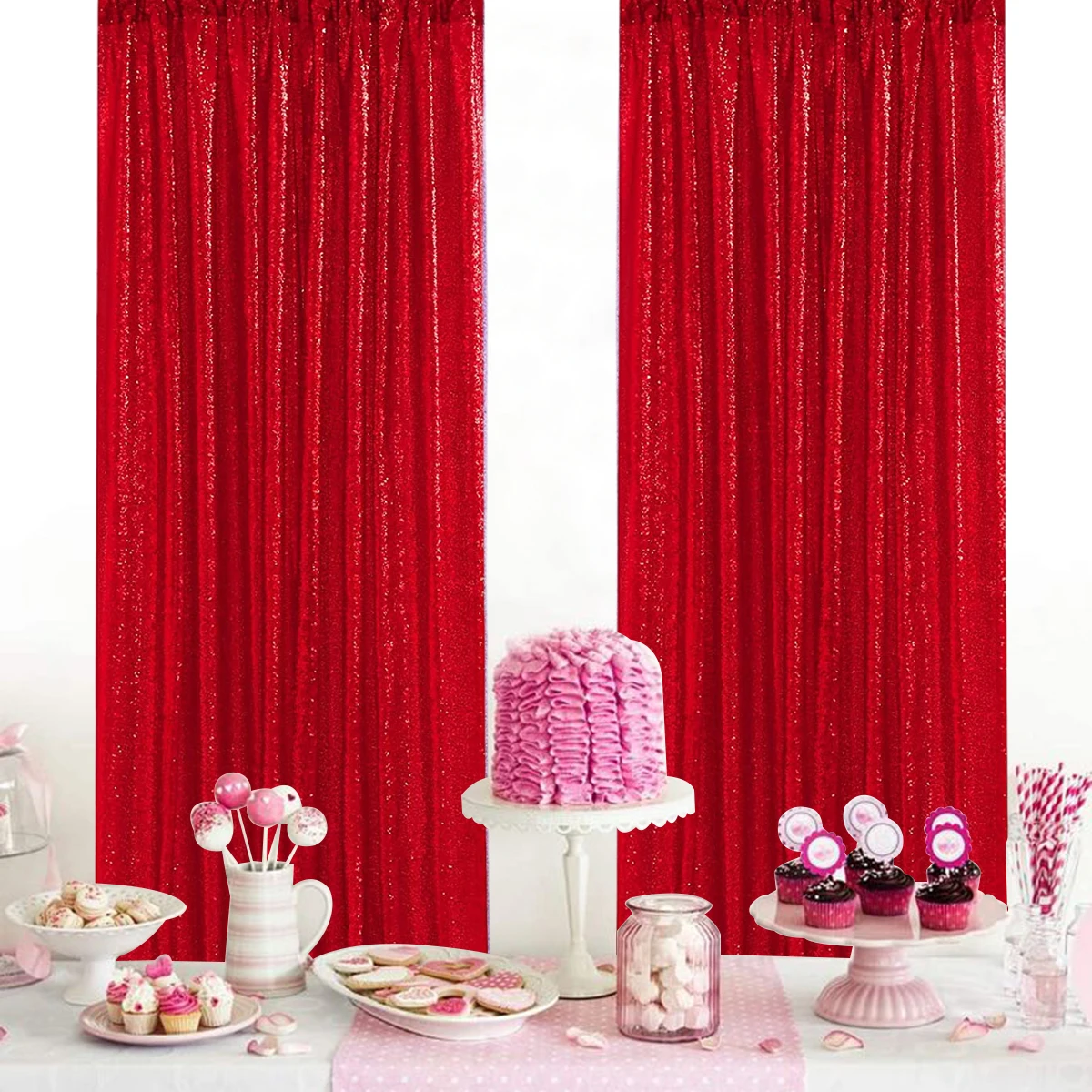 FRIGG Red Background Cloth Wedding Birthday Party Decoration Kids Baby Shower Decor Favors