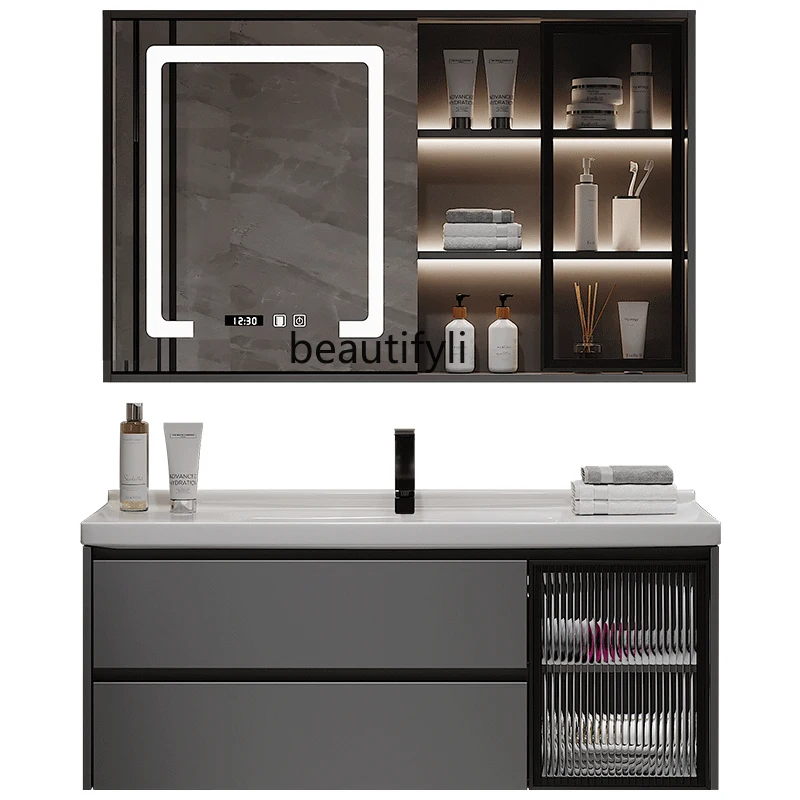 

Light Luxury Bathroom Cabinet Ceramic Whole Washbin Washstand Wash Face Wash Basin Cabinet Bathroom